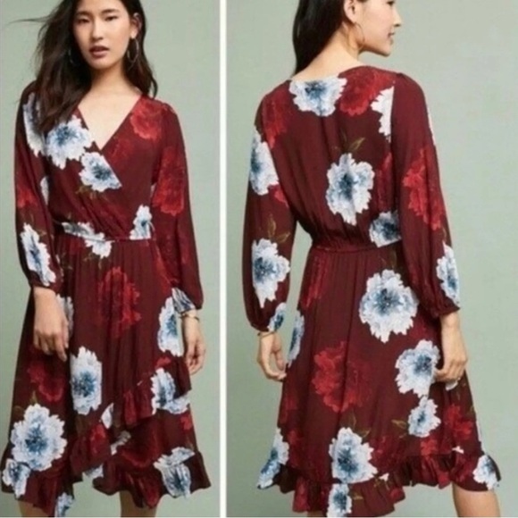 Anthropologie Plenty By Tracy Reese Aleah Floral Faux Wrap Dress Size M EUC - Picture 1 of 15